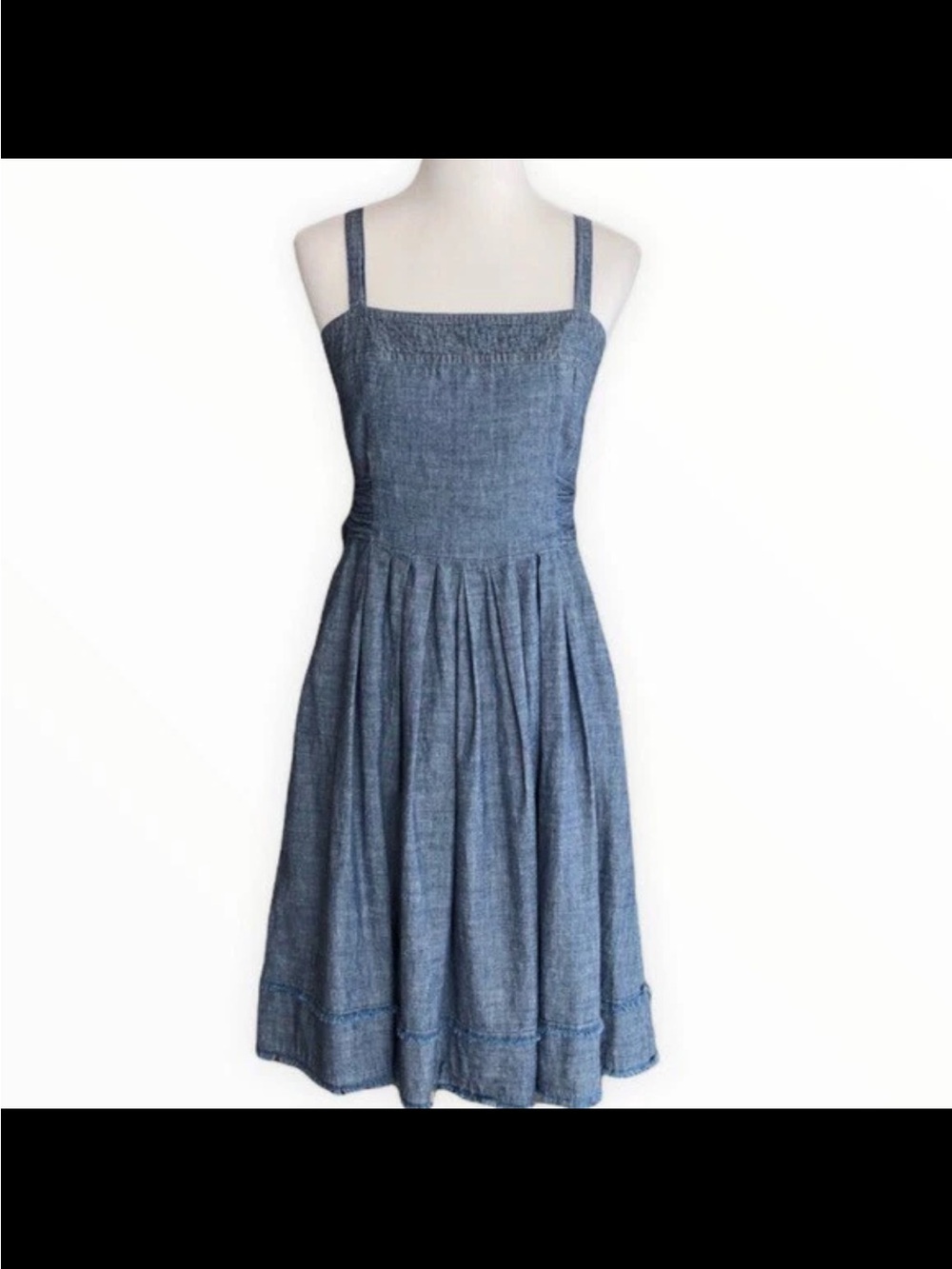 Talbots Denim-Look Blue Midi Dress with Square Neck